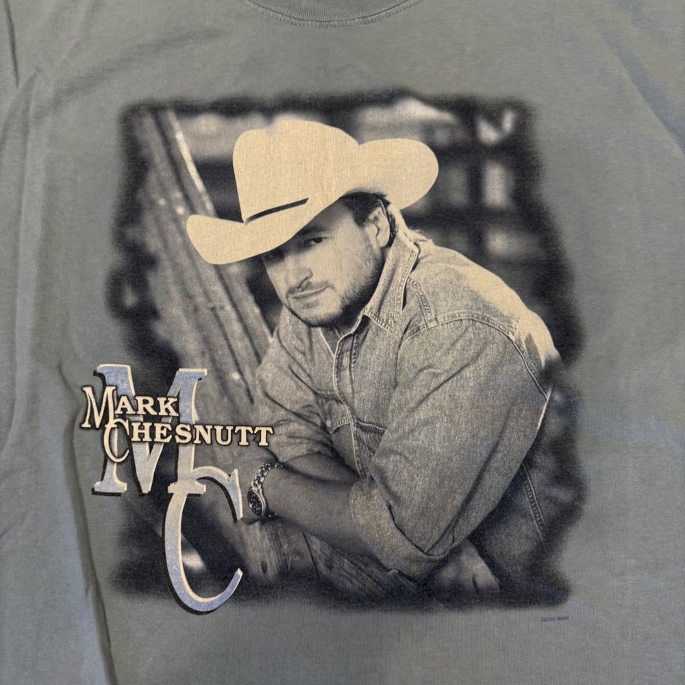 Vintage 2000 Mark Chesnutt Fallin Never Felt So Good Blue Graphic T-Shirt XL Men - Picture 2 of 8